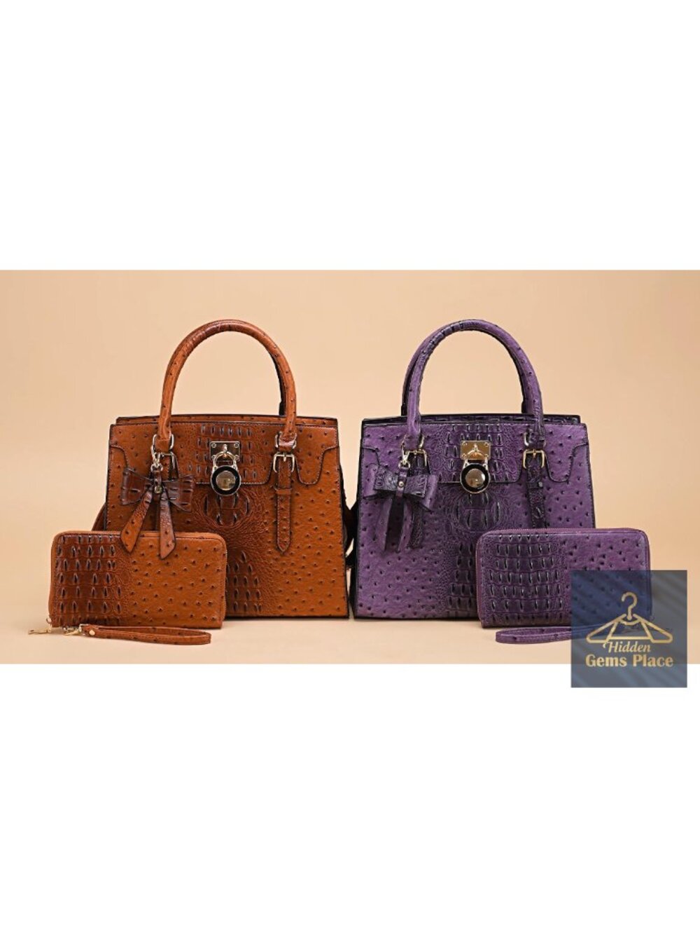 Vegan PU Leather Satchel Tote Shoulder Bag Wallet Set RFID Clutch - Picture 6 of 6